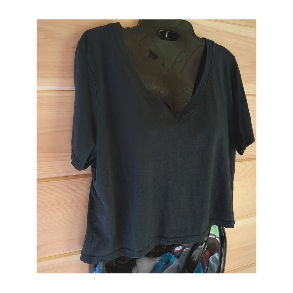 Marine Layer V-Neck Cropped Tee Women S Minimalist Capsule Basics Relaxed Fit